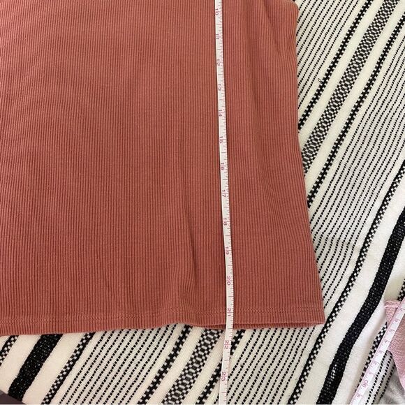 American Eagle Soft & Sexy Rib Dusty Pink Fitted Mock Neck Shirt size XS Tagless - Picture 9 of 11